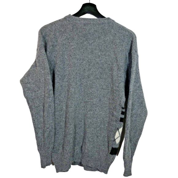 Vintage Gray Argyle Lambs Wool Angora Rabbit Sweater Rafaella Medium Black White - Picture 7 of 8